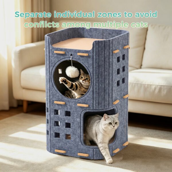 3 Tier Felt Cat Tower House – Cozy Multi-Level Cat Condo