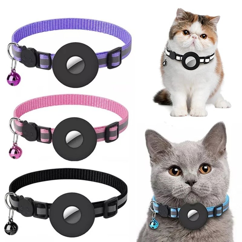 Waterproof Cat Collar AirTag Holder - Reflective Safety Collar with Bell for Cats and Kittens