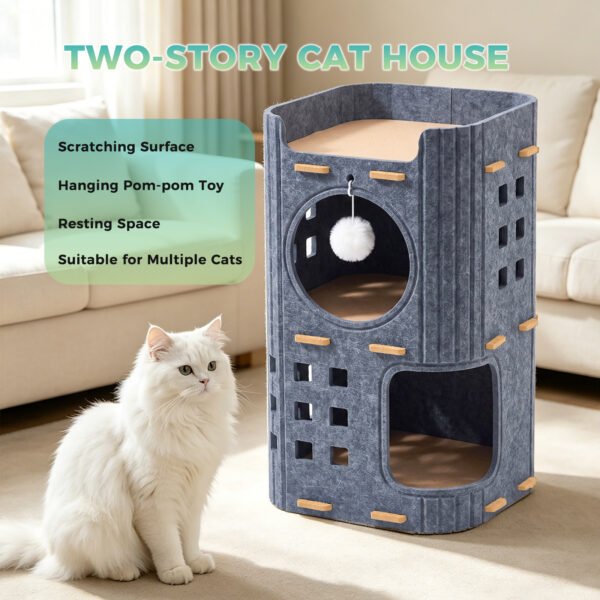 3 Tier Felt Cat Tower House – Cozy Multi-Level Cat Condo