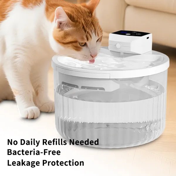 Automatic cat water fountain no daily refills needed with digital display