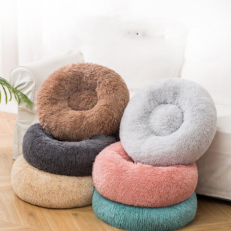 plush donut dog bed