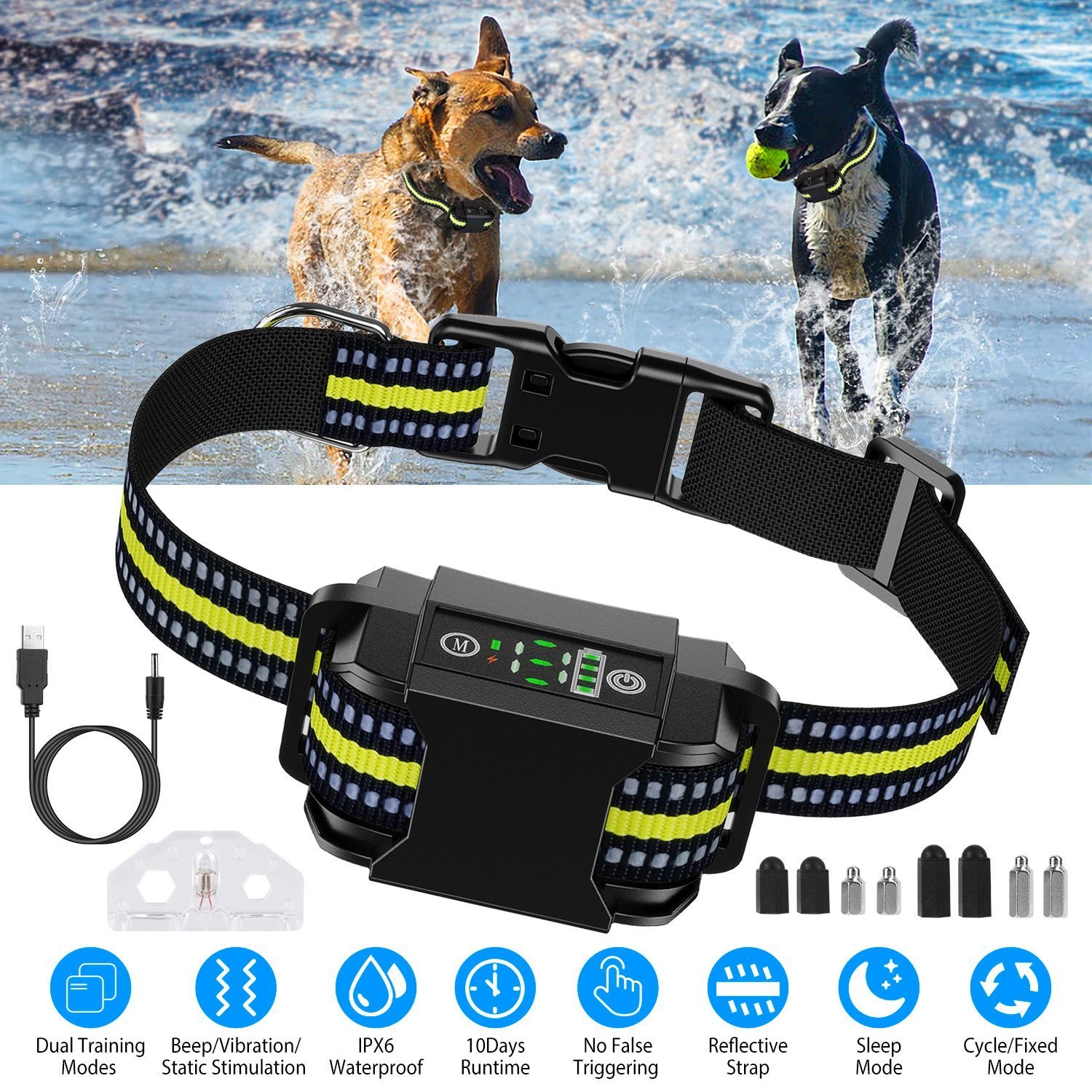ALT Text: automatic waterproof bark collar
