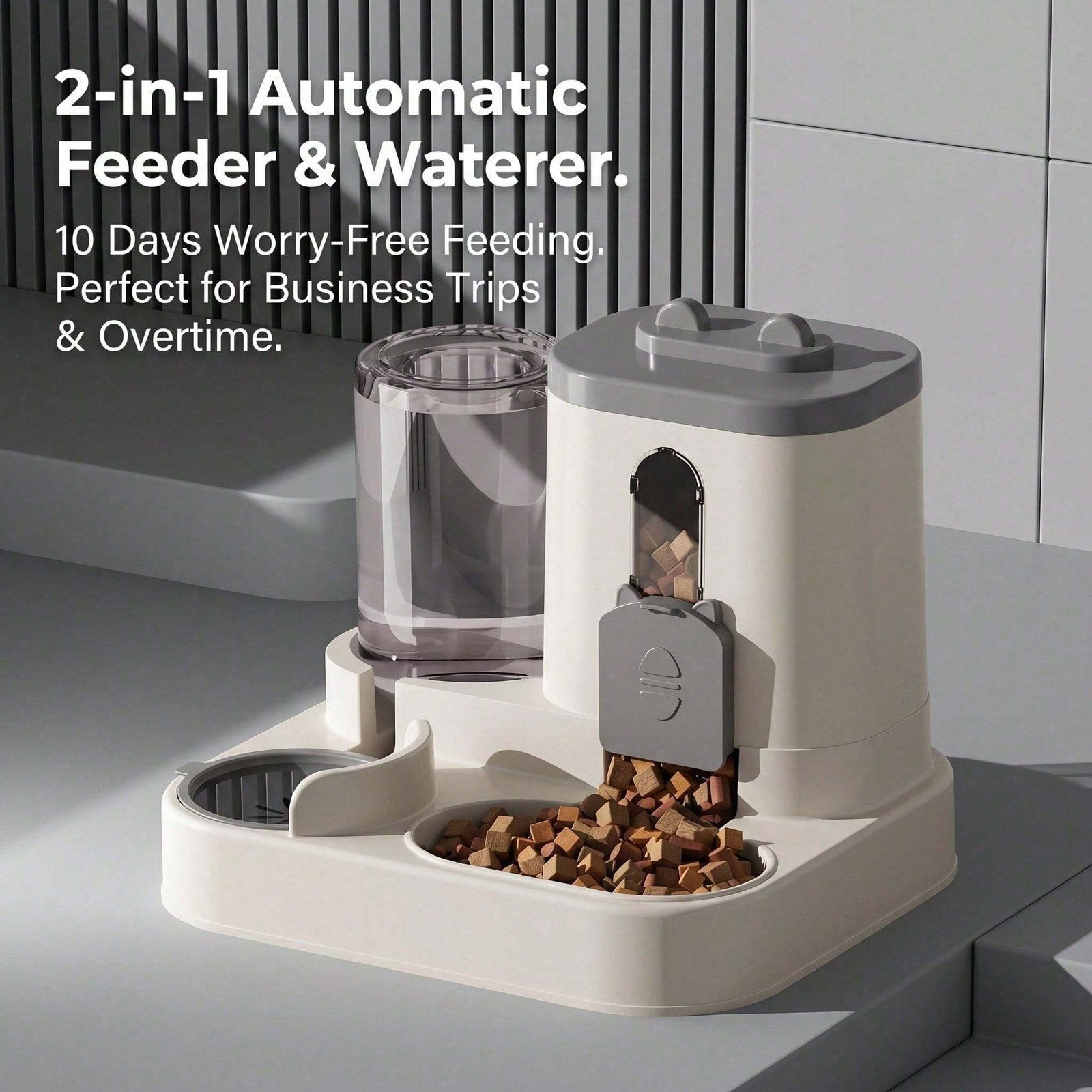Large Capacity Gravity Pet Feeder Water Dispenser - 2-in-1 Automatic Cat and Puppy Feeding Set